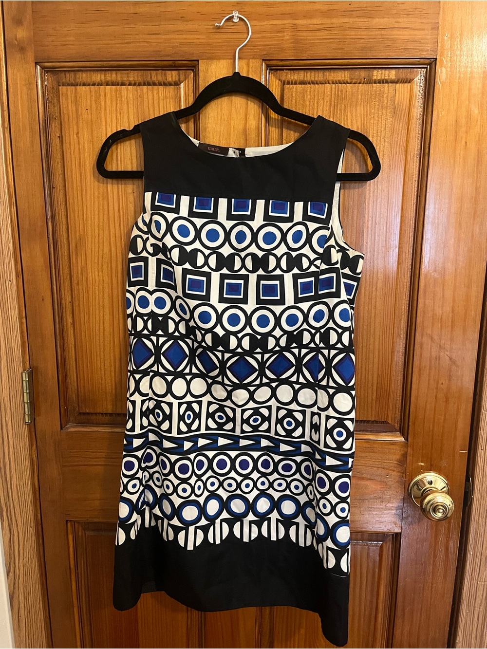 mark. Black, White & Blue Geometric Sleeveless Shift Dress